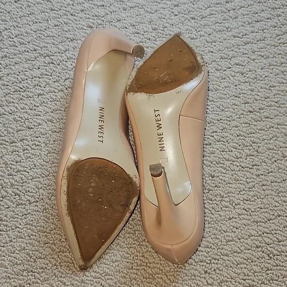 Nine West Nude Patent Pointed-Toe Pumps - Picture 7 of 10
